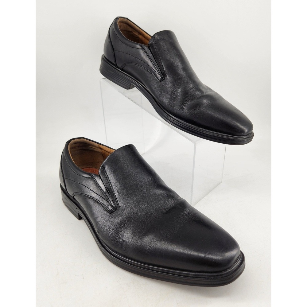 Florsheim Comfortech Midtown Slip On Loafers Mens 9.5M Black Leather‎ Square Toe